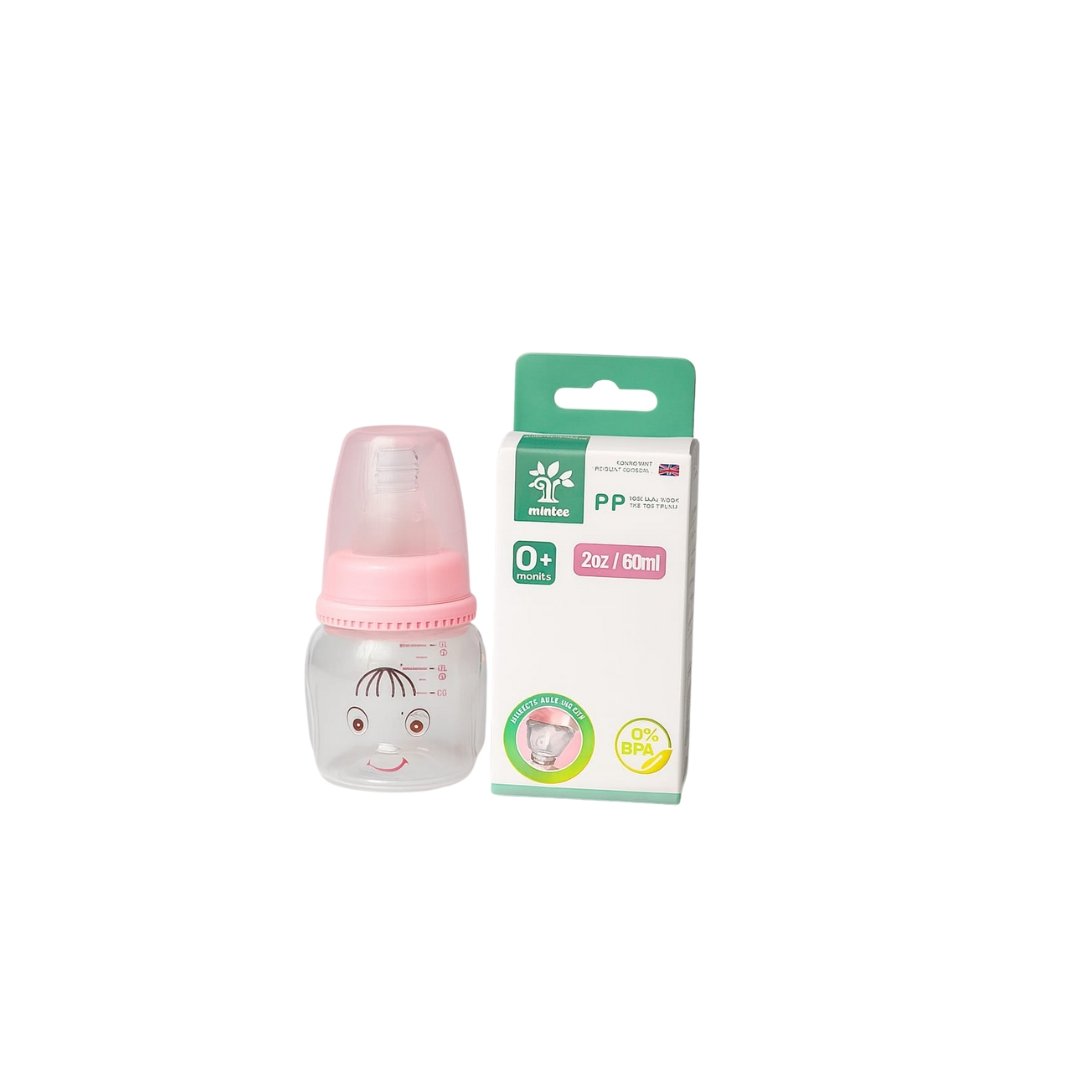 Mintree Baby Feeding Bottle – 60ml (0+ Months) with Pink Cap